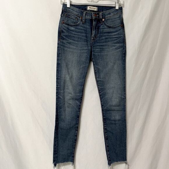 Madewell Blue 9 In Medium Wash High Rise Jeans Womens 25 Blue Raw Hem Skinny - Picture 1 of 10